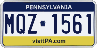 PA license plate MQZ1561