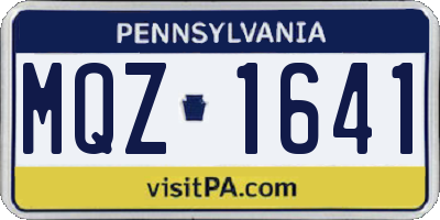 PA license plate MQZ1641