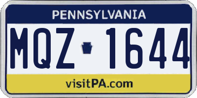 PA license plate MQZ1644