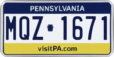 PA license plate MQZ1671
