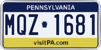 PA license plate MQZ1681
