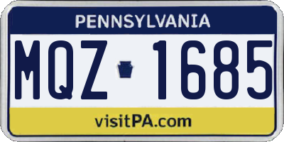 PA license plate MQZ1685