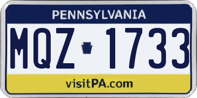 PA license plate MQZ1733