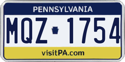 PA license plate MQZ1754