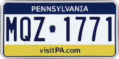 PA license plate MQZ1771
