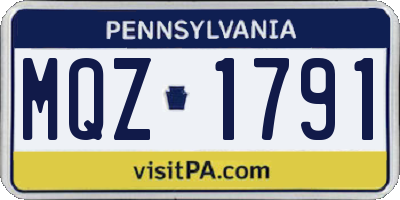 PA license plate MQZ1791
