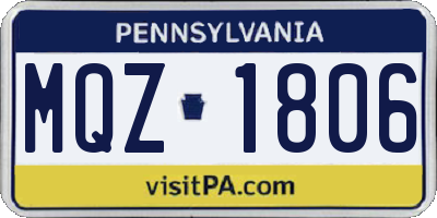 PA license plate MQZ1806