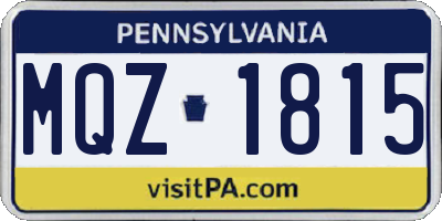 PA license plate MQZ1815