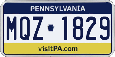 PA license plate MQZ1829