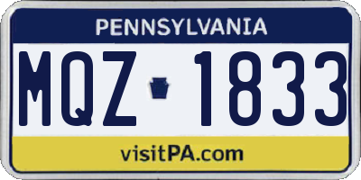 PA license plate MQZ1833