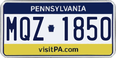 PA license plate MQZ1850