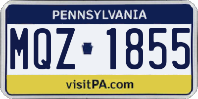PA license plate MQZ1855