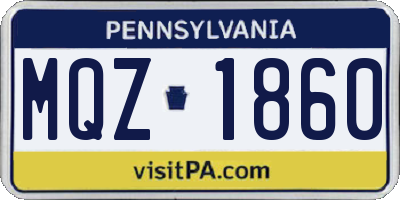 PA license plate MQZ1860
