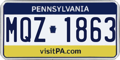 PA license plate MQZ1863
