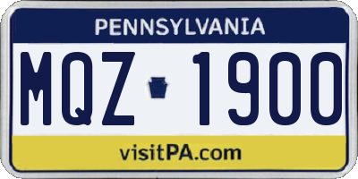 PA license plate MQZ1900