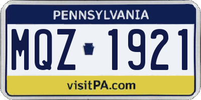 PA license plate MQZ1921