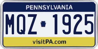 PA license plate MQZ1925