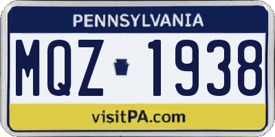 PA license plate MQZ1938