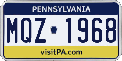 PA license plate MQZ1968