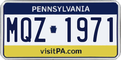 PA license plate MQZ1971