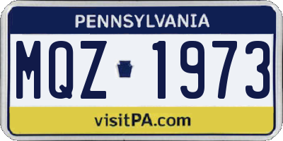 PA license plate MQZ1973