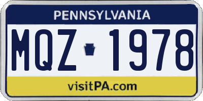 PA license plate MQZ1978