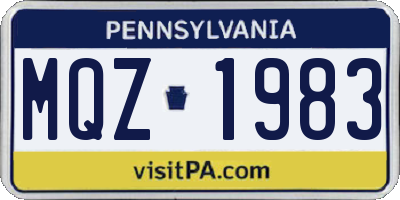 PA license plate MQZ1983