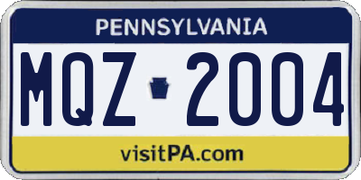 PA license plate MQZ2004