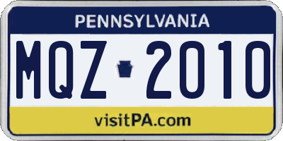 PA license plate MQZ2010