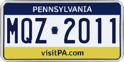 PA license plate MQZ2011