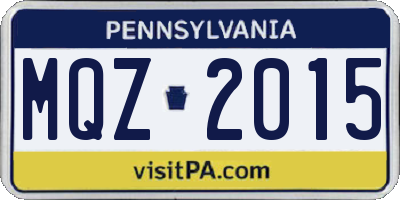 PA license plate MQZ2015