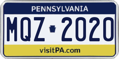PA license plate MQZ2020