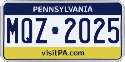 PA license plate MQZ2025