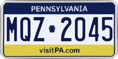 PA license plate MQZ2045