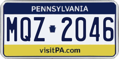 PA license plate MQZ2046