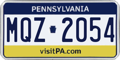 PA license plate MQZ2054