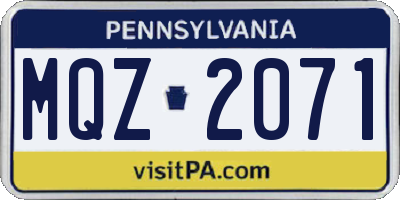 PA license plate MQZ2071