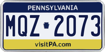 PA license plate MQZ2073