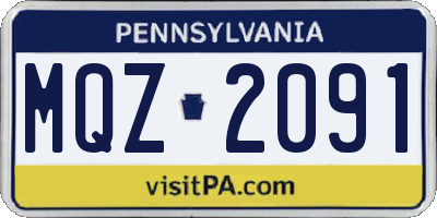PA license plate MQZ2091