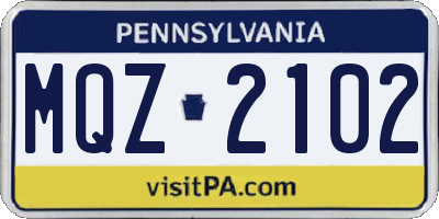 PA license plate MQZ2102