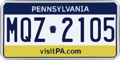 PA license plate MQZ2105