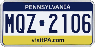PA license plate MQZ2106
