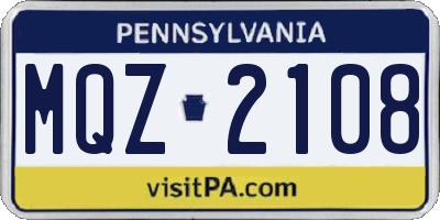 PA license plate MQZ2108