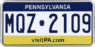 PA license plate MQZ2109