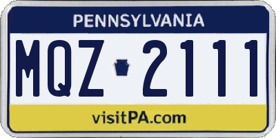 PA license plate MQZ2111