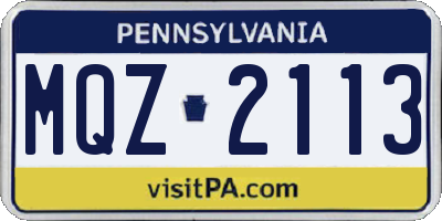 PA license plate MQZ2113