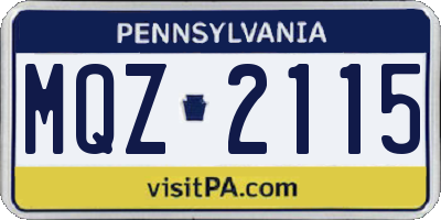 PA license plate MQZ2115