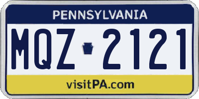 PA license plate MQZ2121