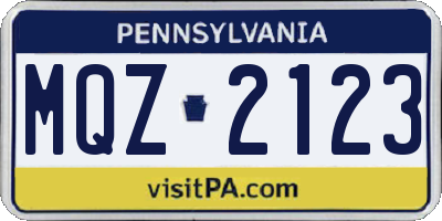 PA license plate MQZ2123