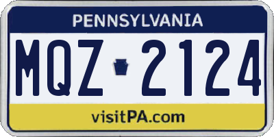 PA license plate MQZ2124